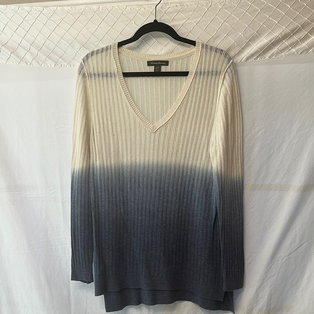 Tommy Bahama Blue and Cream V-Neck Sweater